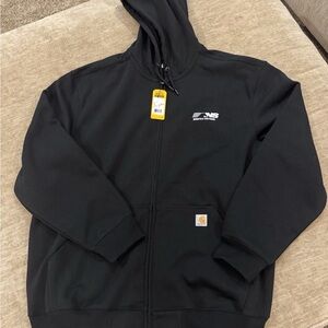 Carhartt Black Hooded zip up jacket. Norfolk southern logo